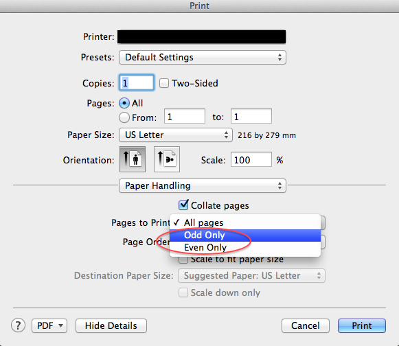 my word for mac is printing on both sides of paper